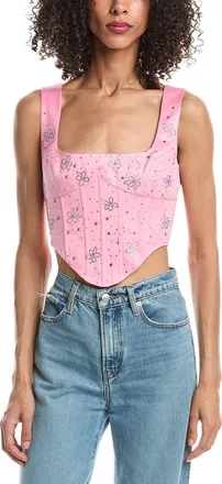 Guizio Guizio Satin Beaded Lace-Up Bustier