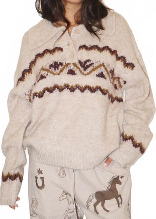 Bailey Rose Liora Long Sleeve Sweater In Beige