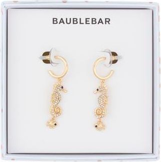 BaubleBar Hold Your Seahorses Drop Huggie Hoop Earrings in White at Nordstrom Rack