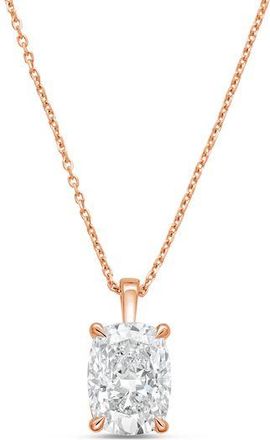 Diana M. Jewels 14kt rose gold lab grown cushion cut diamond pendant weighing 1.00 ct on a solid bail