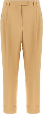 Alberto Biani Beige Straight Pleated Pants