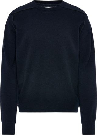 Maison Margiela Navy Minimalist Crew Neck Wool Sweater