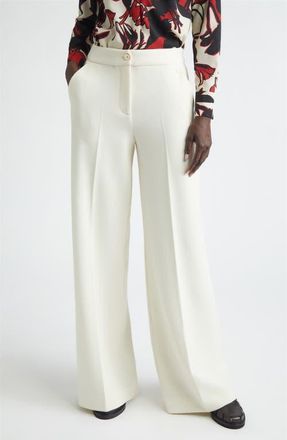 St. John Palais Wide Leg Stretch Trousers in Ecru at Nordstrom, Size 8
