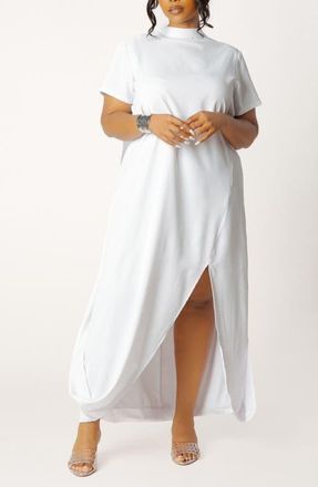 Buxom Couture High Neck Draped Maxi Dress in White at Nordstrom, Size 1X