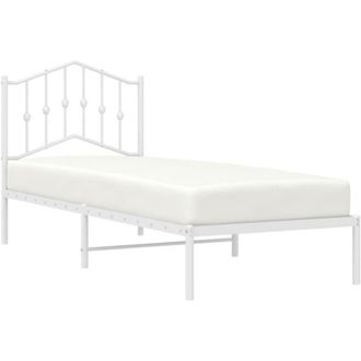 vidaXL Metal Bed Frame without Mattress with Headboard White 75x190cm vidaXL