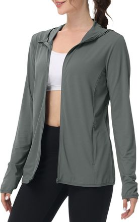 Generic chaqueta deporte mujer Womens Running Jacket with Hood UPF 50+ Sun Protection Lightweight Quick Dry Zip Up Sports Top Gym Athletic Long Sleeve Shirt G