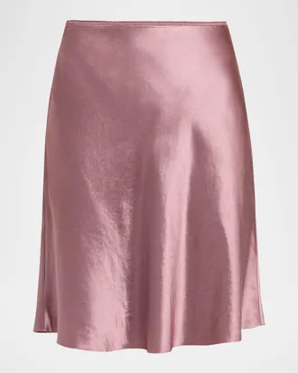 Vince Short Pull-On Satin Slip Skirt
