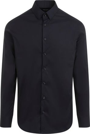 Giorgio Armani Dark Navy-Blue Cotton Shirt-Uomo