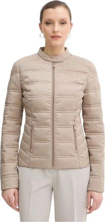 Guess Jassen, Dames, Beige, XS, Leer, 4G Logo Puffer Jas