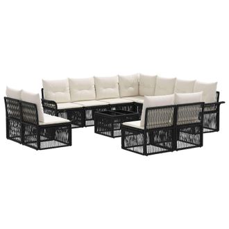 vidaXL Conjunto De Sof&aacute;s De Jard&iacute;n 12 Pcs Negro Rat&aacute;n Sint&eacute;tico Vidaxl