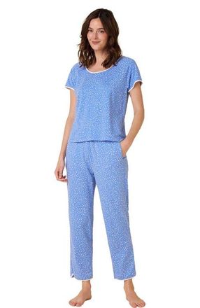The Cats Pajamas Pima Knit Short Sleeved Simple Set Stripes Dots in Confetti Dot Provence at Nordstrom, Size X-Small