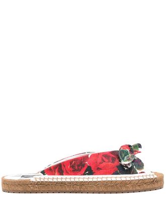 Dolce & Gabbana Womens Espadrilles With Floral Prints - Red - Size EU 36