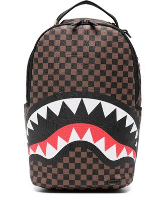 Sprayground check-pattern shark-print backpack - men - PVC/Polyester - One Size - Brown