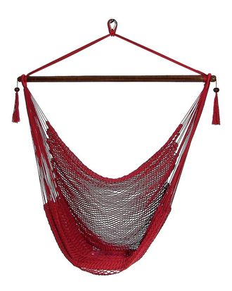Sunnydaze Soft Polyester Extra-Large Hanging Rope Caribbean Hammock Chair