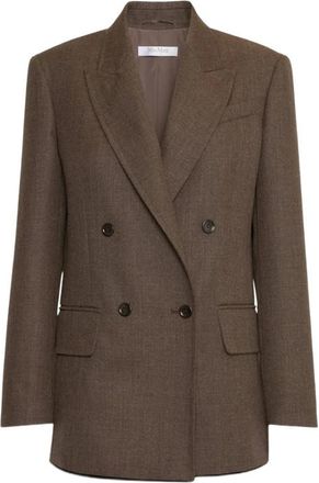 Max Mara Brown Solid Peaked Lapel Blazer