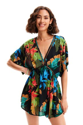 Desigual Womens Swim_top Tropical Party Bikini, Black, L