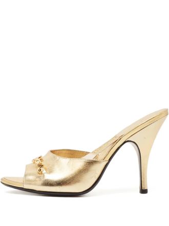 Marc Jacobs pre-owned 100mm leather mules - women - Calf Leather/Calf Leather/Patent Calf Leather - 39 - Gold