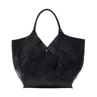 Anine Bing Tassen, Dames, Zwart, ONE Size, Leer, Lili Tote Gevlochten Leer