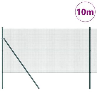 Berkfield Home Green Welded Wire Fence with 7 Posts Green 1.4x10 m Steel