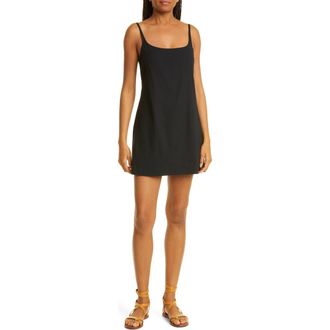 Rebecca Taylor Stretch Linen Blend Skirted Romper in Black at Nordstrom Rack, Size 12