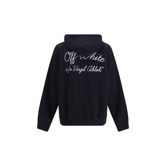 Off-white Script Logo Cotton Hoodie - Black