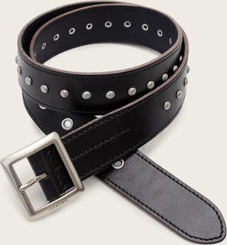 AllSaints Mens Cow Leather Cassian Studded Leather Belt, Size: 36