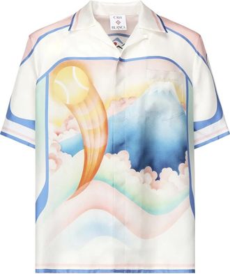 Casablanca Short Sleeve Shirts, male, Multicolor, Size: XL Multicolour Cuban Collar Silk Shirt