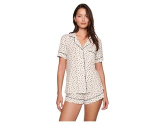 Eberjey Gisele Printed - The Relaxed Short PJ Set Womens Pajama Sets Heart To Heart/Black : XXS, Spandex/Modal
