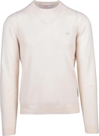 Sun 68 White Fine-Knit Crewneck Pullover