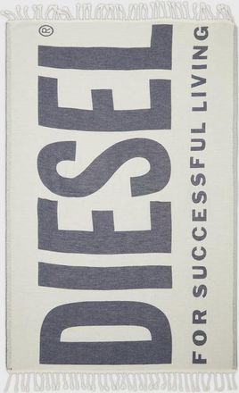 Diesel Fringed beach towel with logo - Out of water - Man - White