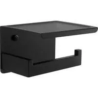 OEM Portarrollos De Papel Higi&eacute;nico Adhesivo Negro Con Estante, Montaje En Pared, Acero Inoxidable 304, No Requiere Perforaci&oacute;n - Negro Mate - Crezuo