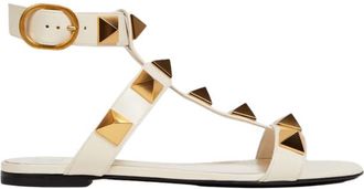Valentino Garavani Roman Stud Leather Sandals In Ivory