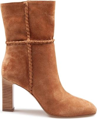 Aquazzura Indy 85 Suede Enkellaarsjes - Dames - Laarzen met Hak - Bruin - 39 EU - Su&egrave;de - Schoenen