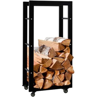 Clp Legna da ardere Keri con rotelle nero 25x40x80 cm