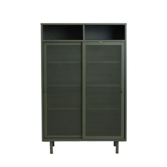 Meubles et Design Alacena de 2 puertas, 2 estantes de metal H140cm - Verde oliva