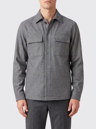 Eleventy Giacca a camicia in misto lana cotone e cashmere con tasche a toppa