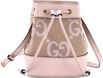 Gucci Ophidia Jumbo GG Canvas with Leather Mini bucket bag - Beige