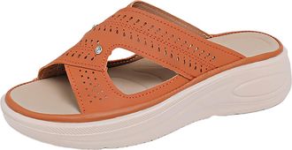 Generic Ladies Wedge Sandals Open Toe Slip On Shoes Hollow Thick Sole Stylish Casual Comfortable Breathable Orthopedic Sandals Walking Beach