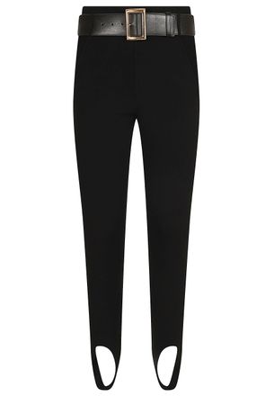 Self Portrait High-Waisted Black Knit Stirrup Leggings