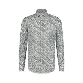 Blue industry Overhemden, Heren, Groen, 4Xl, Katoen, Groen Geprint Katoenen Overhemd, Slim Fit