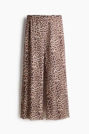 H&M Schlupfhose aus Mesh - Hellbeige/Leopardenprint