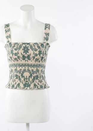 Z Supply Leya Tera Paisley Smocked Top In Everglade