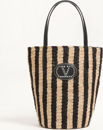 Valentino Garavani Valentino Garavani striped raffia shopping bag Wo