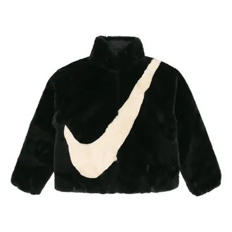 Nike (WMNS) Nike Sportswear Swoosh Large Logo Stay Warm Lambs Wool Stand Collar Jacket Autumn Asia Edition Black CU6559-010