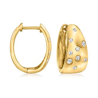 Ross-Simons Scattered Diamond Hoop Earrings in 18kt Yellow Gold