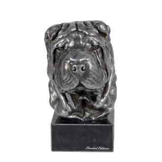 OEM Shar Pei - Figura Sobre M&aacute;rmol, Recubierta De Metal Plateado, Hecha A Mano, Marca Art-dog
