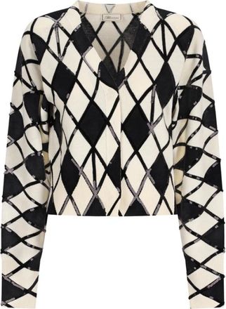 Blumarine Maglia St. Argyle - Dames - V-hals truien - Veelkleurig - S - Wol - Truien & Vesten