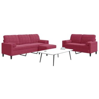 vidaXL Vidaxl - Juego De Sof&aacute;s Con Cojines 3 Piezas Terciopelo Rojo Tinto