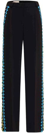 Maison Common Wide Leg Trousers With Macrame Ribbons in Black/multicolour at Nordstrom, Size 42