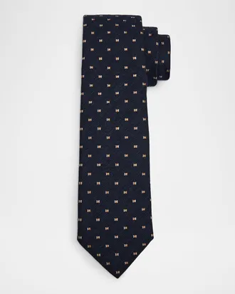 Emporio Armani Men & apos;s Bordeaux Micro-Jacquard Silk and Wool Tie